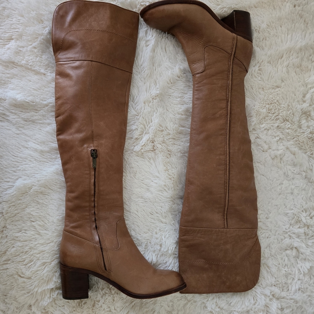 Sam Edelman Cognac Leather Over the Knee Boots size 8.5 - Picture 8 of 14